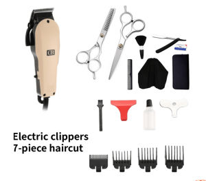 Free scissors set of 7 Professional Clipper Razor Men Haircut Grooming Shaving Tool Hair Clipper for Men Hair Trimmer Clipper Beard Clipper Nose Ear Hair Remover Eyebrow Trimmer Electric Razor with Accessories Set with free LABAHA plus Surprise gift
