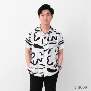 ManClo E-2056 — Kemeja Hawaiian Pria lengan pendek kemeja pantai Blanco Hawaiian shirt