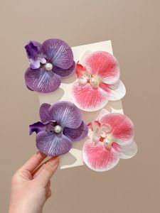 กิ๊บติดผมดอกไม้จำลองรูปผีเสื้อสำหรับผู้หญิง กิ๊บติดผมรูปปากเป็ดสำหรับวันหยุดชายหาด ตกแต่งผม เครื่องประดับแฟชั่นสำหรับถ่ายภาพ