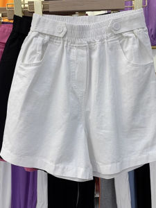 Quần Short Cotton Nguyên Chất Màu Trắng Thường Ngày Cho Nữ Mùa Hè Mỏng Cỡ Lớn Rộng Rãi Cạp Cao Quần Ống Rộng Thẳng
