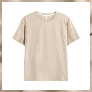 Cotton Short Sleeve Round Neck Loose Khaki T-shirt Pajama Top