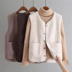 Áo Khoác Ngoài Lông Cừu Mùa Xuân Thu Cho Nữ Áo Len Cardigan Dáng Rộng Cổ Tròn Chất Liệu Polyester Pha Cotton