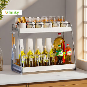 Lifinity Kệ Gia Vị 33/43Cm Inox+Thép Cacbon Có Móc Kệ Bếp Dung Tích Lớn Đa Năng Kệ Đựng Đồ Thông Minh