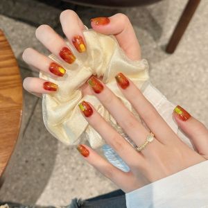 Autumn Winter Handmade Gradient Wearable Nail Art White Enhancing Stickers for Women Elegant Luxury Feel Student Friendly