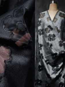 Thô Thiết Kế Hoa Lớn Viền Đen Tinh Khiết Vải Dệt Kim Mùa Hè Thường Ngày Cho Nữ DIY Thủ Công Quần Áo Chất Liệu