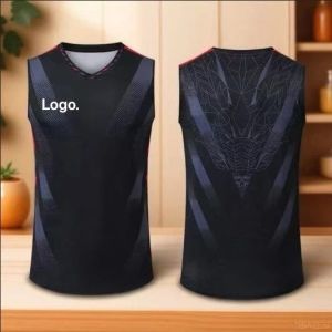 2025 New Badminton Uniform Mens Quick Dry Sleeveless Vest Sports Set V-neck Polyester Fiber Digital Direct Spray Print