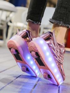 New Fashionable Childrens Walking Shoes Double Wheel Detachable Skate Shoes Boys And Girls Styles Adjustable Laces