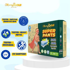 [Bundle of 4] Momy Gold Diapers Super Pants Baby Diapers Chlorine Free Lampin Bayi Dry Absorb All Size- M / L / XL / XXL