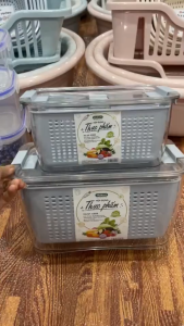 Bộ Hộp Đựng Thực Phẩm Có Lỗ Thoát Nước Việt Nhật 6588/89 Hộp Bảo Quản Đồ Ăn 2 Lớp - TADAHOME