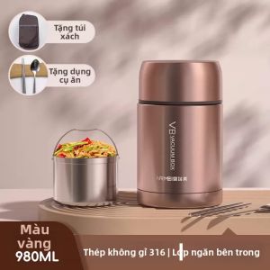 nRMEi | Hộp Cơm Giữ Nhiệt Thép Không Gỉ Hai Lớp Cho Nữ