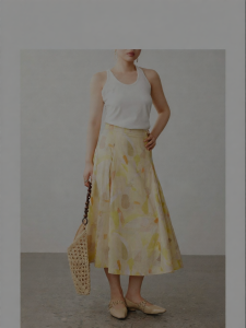 Elegant Cotton A-line Skirt with Loose Print Design