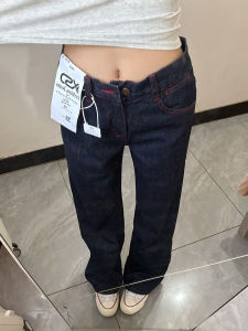 American Retro Low Waist Straight Leg Jeans Women Loose Wide Leg Pants High Street Design Slimming Effect Casual Denim