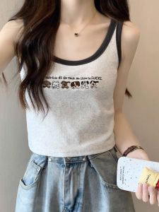 Áo Vest Thêu American Hot Bé Gái Không Tay Mùa Hè Cho Nữ Áo Lót Bên Trong Áo Khoác Ngoài Ngắn Áo Vest Dây Thắt Lưng Pure Desire BM