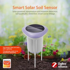 juan juan | Tuya ZigBee Solar Soil Temperature Humidity Sensor Smart Soil Detector Flower Plant Soil Thermohygrometer for Garden Greenhouse