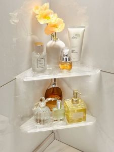Acrylic Bathroom Triangle Storage Rack Luxury No Drilling Toilet Bathroom Corner Three-legged Storage Shelf Nordic Style Single Layer Handmade