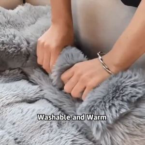 Teekland Fuzzy Calming Dog Sofa Bed Puppy Mat Washable Plush Couch Cover for Furniture Protector Pet Sofa Mat for Dogs and Cats Fluffy Dog Couch Bed with Anti-Slip Bottom