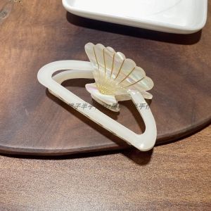 New Acetate Shell Shaped Hollow out Shark Clip Hair Grab Colorful Ocean Style Vacation Girl Headwear Fashionable Hair Accessories