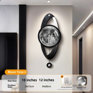 HAOJIUBUJIAN | Luxury Modern Living Room Wall Clock Stereoscopic Moon Grille Creative