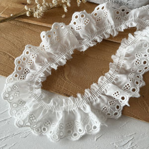 Pháp Cotton Vải Bông Ren Chất Liệu Viền DIY Handmade Váy Tay Áo Viền Cổ Tay Áo Vải Gathers Rộng Phụ Kiện May Vá Tại Nhà