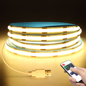 DC5V USB Powered COB LED Strip With RF Dimmable Remote Control 1/2/3/5M Flexible LED Tape For Kitchen Mirror Backlight Decor 