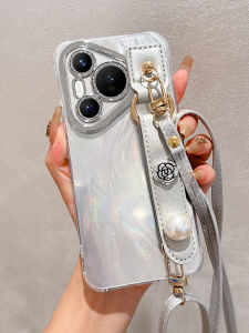 Huawei Pura80 P70Pro P60 P50 P40 P80 Ultra Pearl Wristband Phone Case Full Cover Lens Film Crossbody Strap Protective Shell