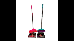 Sturdy Broom with Stainless Dustpan Set