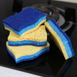 Wood Pulp Cotton Dish Brush Sponge Block Kitchen Cleaning Absorbent Cloth Scouring Pad Non-Stick Oil Dishcloth Pot Scrubber