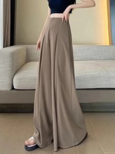 High Waist Wide Leg Pants Skirt Suit Loose Thin Pure Color Summer 2025 New Style Korean Version Commute Polyester Fiber