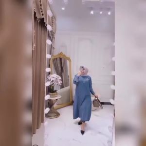 Gamis Jeans Mewah & Kekinian /  Mentari Dress Maxi / Dress Light Snow / Baju Muslim / Pakaian Wanita Model Terbaru / Dress Jeans kekinian