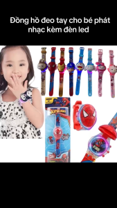 Đồng Hồ Đeo Tay Trẻ Em Có Đèn RGB Phát Nhạc Siêu Nhân Spiderman Đồ Chơi Cho Bé - Xem Ngày Giờ