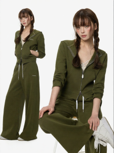 Turn Signal | Hooded Short Jacket and Pants Leisure Sport Suit
