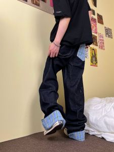 กางเกงยีนส์ขายาวทรงตรง ทรงหลวม สำหรับผู้ชายและผู้หญิง ดีไซน์สไตล์สตรีทอเมริกัน กางเกงยีนส์ขายาวทรงกว้าง สไตล์ฮิปฮอป