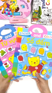 Sách - Trọn bộ 2 cuốn Sticker And Color (Số đếm & Từ Vựng) Song Ngữ Anh Việt - ndbooks