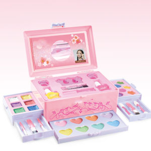 Bafada 34pcs Mini Childrens Cosmetics Full Set Makeup Handbag Kits Non-Toxic Play Home Toys Gift Pack Eyeshadow Lipstick Set Fashion Pretend Play