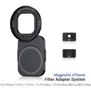 JJC Dual Magsafe Phone Lens Adapter System For iPhone 16 15 14 Pro/Pro Max With a 67mm Filter InterfaceWith Cold Shoe Adapter&1/4"-20 Threaded Nut Adapter