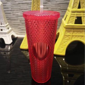 750ml/25OZ Gradient Coffee Cup Water Cup Thermal Water Bottle with Straw Ice American Coffee Mug Double-layer Vacuum Flask Cup