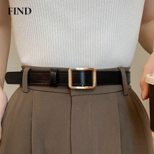 FIND Women/men fashion belt adjustable with no holes square buckle