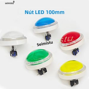Nút Nhấn Đèn LED 100mm Cho Máy Trò Chơi Điện Tử Nhịp Điệu Âm Nhạc Máy Bán Hàng Tự Động Bằng Tiền Xu Phù Hợp Với Máy Bắn Bi