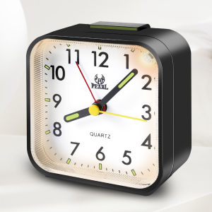 Analog Alarm Clock Battery Operated Analog Desk Clock Portable Silent Bedside Clock with Night Light for Bedroom Bedside