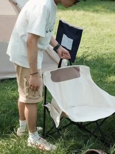 【Bearing 120KG】Outdoor foldable chair camping Portable fishing chair light Beach chair Leisure folding recliner 80*50*50