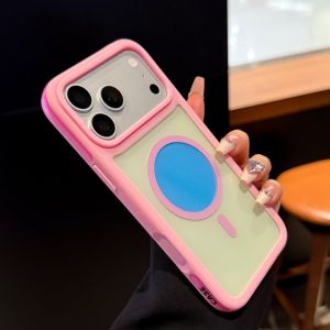 Luxury Color Block Magsafe Magnetic Phone Case For iPhone 16 17 18 Pro Max Contrast Color Matte Shockproof Protective Cover Anti Drop Bumper Casing