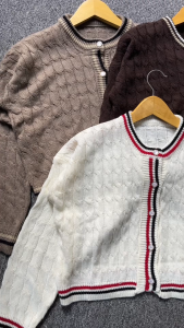 Mischa Crop Cardigan Knit Motif Cable