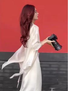 Summer Thin Silk Womens Shirt Outerwear Vacation Sun Protection Cover up Long Sleeve Polo Collar Regular Length Korean Style