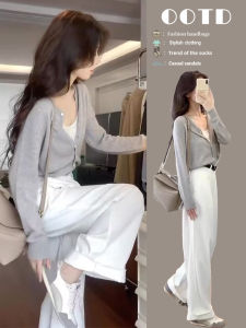 Autumn Wear a Set of Early Early Autumn Clothing Matching Small Tea Series Denim Casual Wear Korean Drama Three-Piece Suit Women