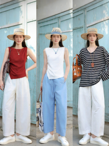 MEIZISHULE | Fashion High Count 100 Cotton 9 Length Culottes