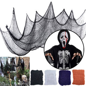183x76cm Halloween Gauze Decoration Super Size Creepy Cloth Halloween Decoration Portable Black White Roving Grid Party Supplies