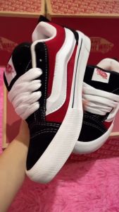 SEPATU GEMUK VANS KNU SKOOL BLACK RED MERAH SOL KARET | Sepatu Vans Sneakers Pria Wanita