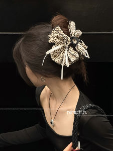 Fashionable Leopard Print Hair Clip with Butterfly Knot Half Updo Hair Accessories for Women Banana Clip Shark Clip BB Clip
