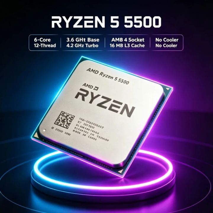 AMD | AMD Ryzen 5 5500 AM4 Desktop CPU 6‑Core 12‑Thread 3.6GHz 7nm
