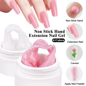 Limegirl 15ML Non Stick Hand Solid Extension Nail-Gel Clear White Pink Polygel 3D Nail Design Easy to Embossed Sculpture DIY